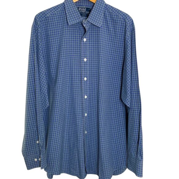 Vtg Polo Shirt Men's 17.5/35 Ralph Curham Sport Lauren Dress Shirt Irish Tartan - Picture 1 of 5